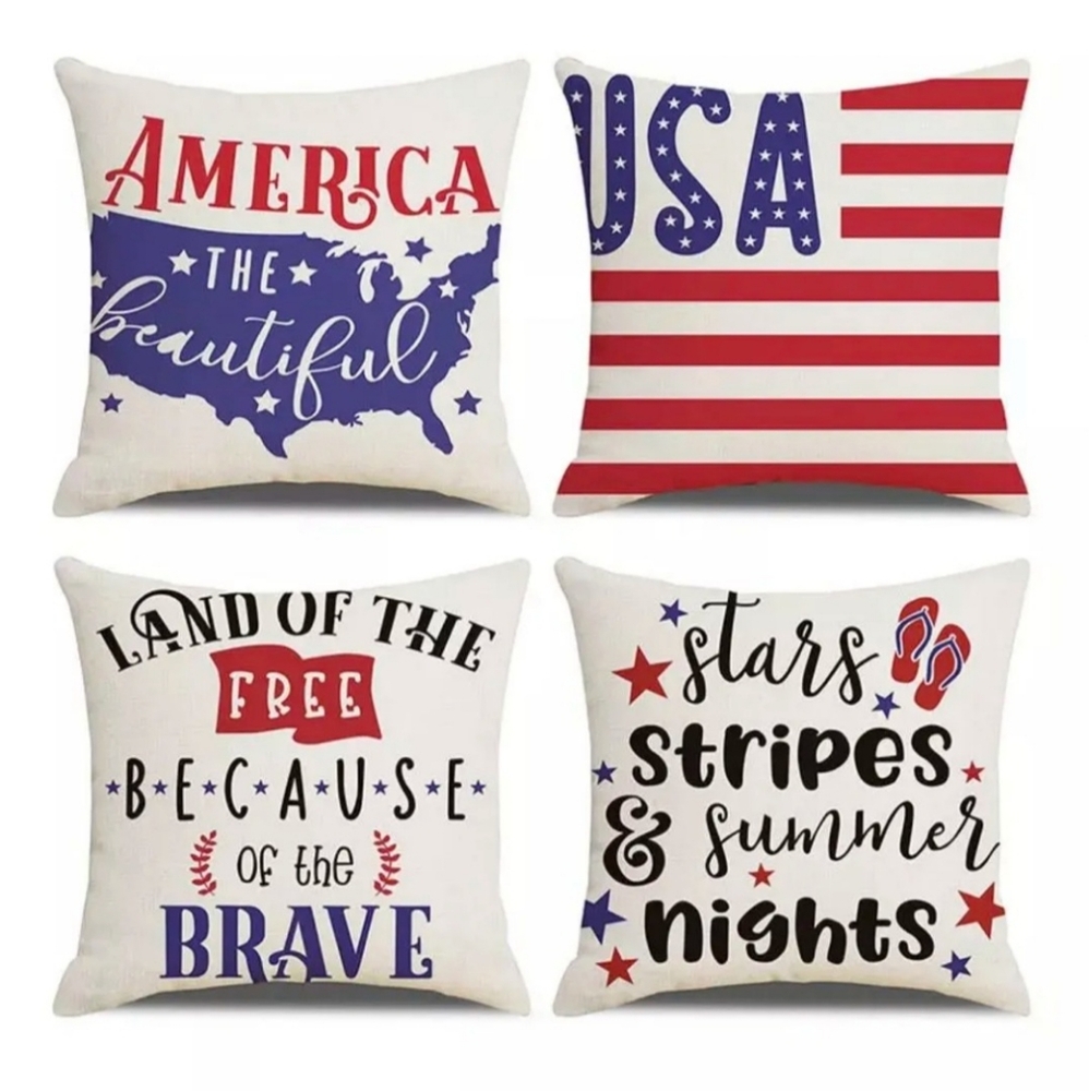 4th of July Throw pillow with covers Set of 4